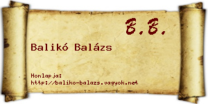 Balikó Balázs névjegykártya